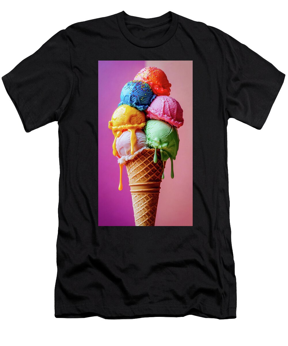 Scoops of Ice Cream Melting Garry Gay T-Shirt