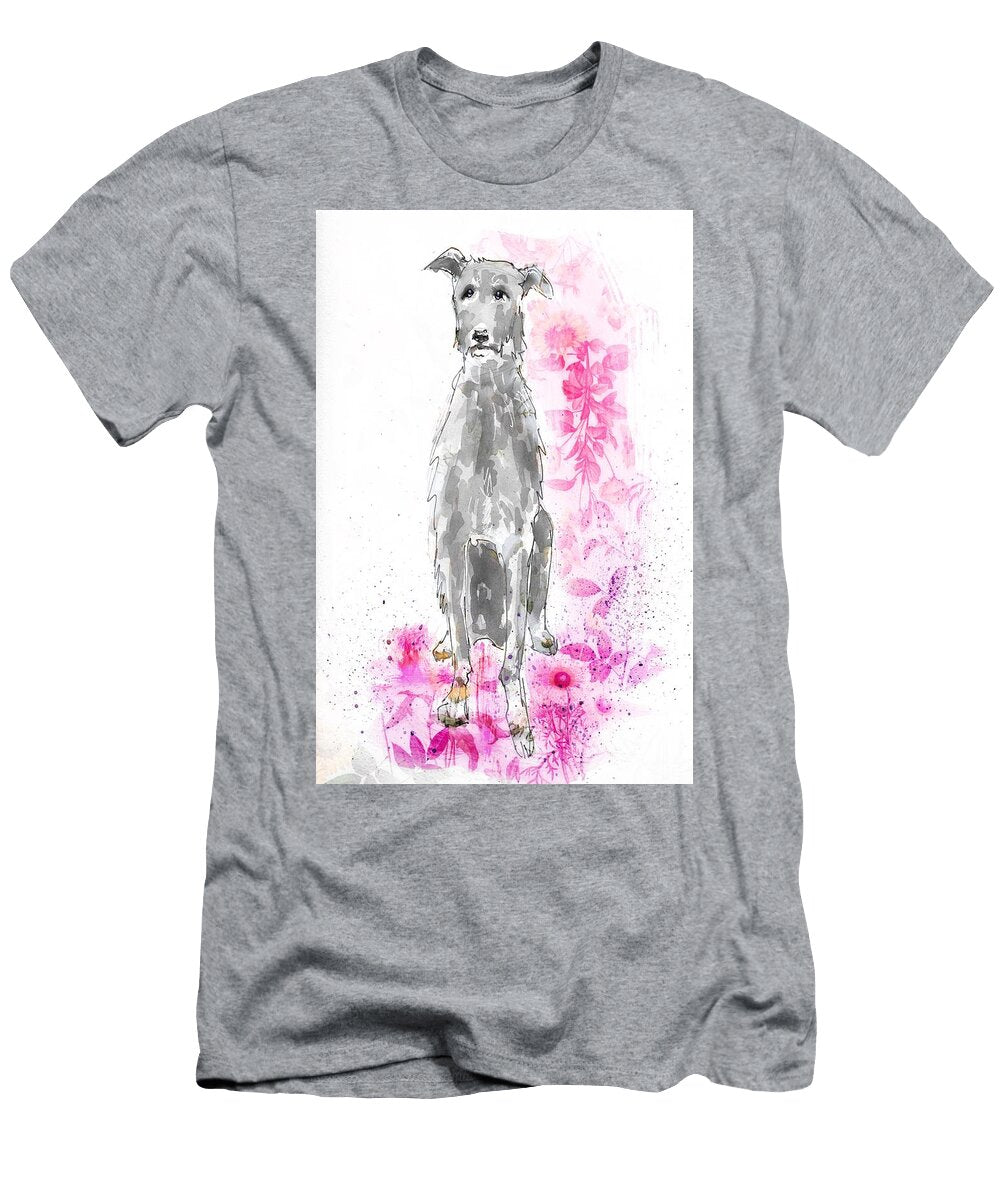 Scottish Deerhound Over Pink Zelda Tessadori T-Shirt