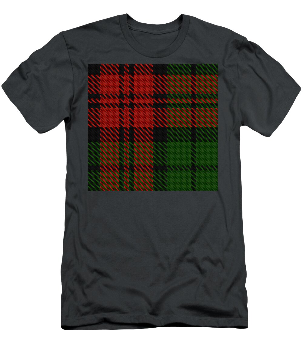 Scottish Tartan Twill Pattern in Red Green and Black Tom Hill T-Shirt