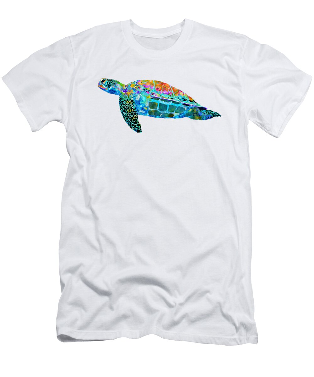 Sea Turtle Drift Colorful Beach Art Sharon Cummings Sharon Cummings T-Shirt