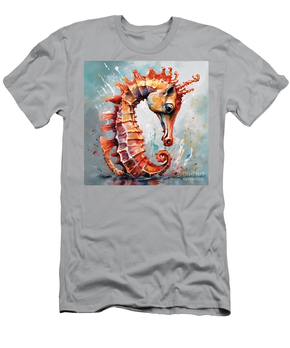 Seahorse Clutching a Piece of Coral Grover Mcclure T-Shirt