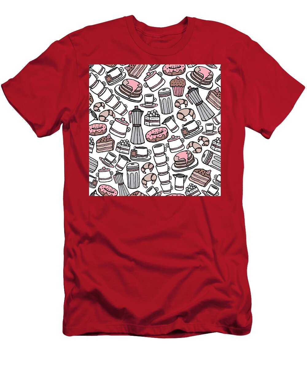Seamless Coffee Pattern Background Diego Schtutman T-Shirt