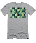 Seamless Painted Mid Century Modern Textile Texture Background Tileable Artistic Vintage Green Acrylic Paint Hand Drawn Stacked Squares Surface Pattern Fashion and Interior Design 3d Rendering N Akkash T-Shirt