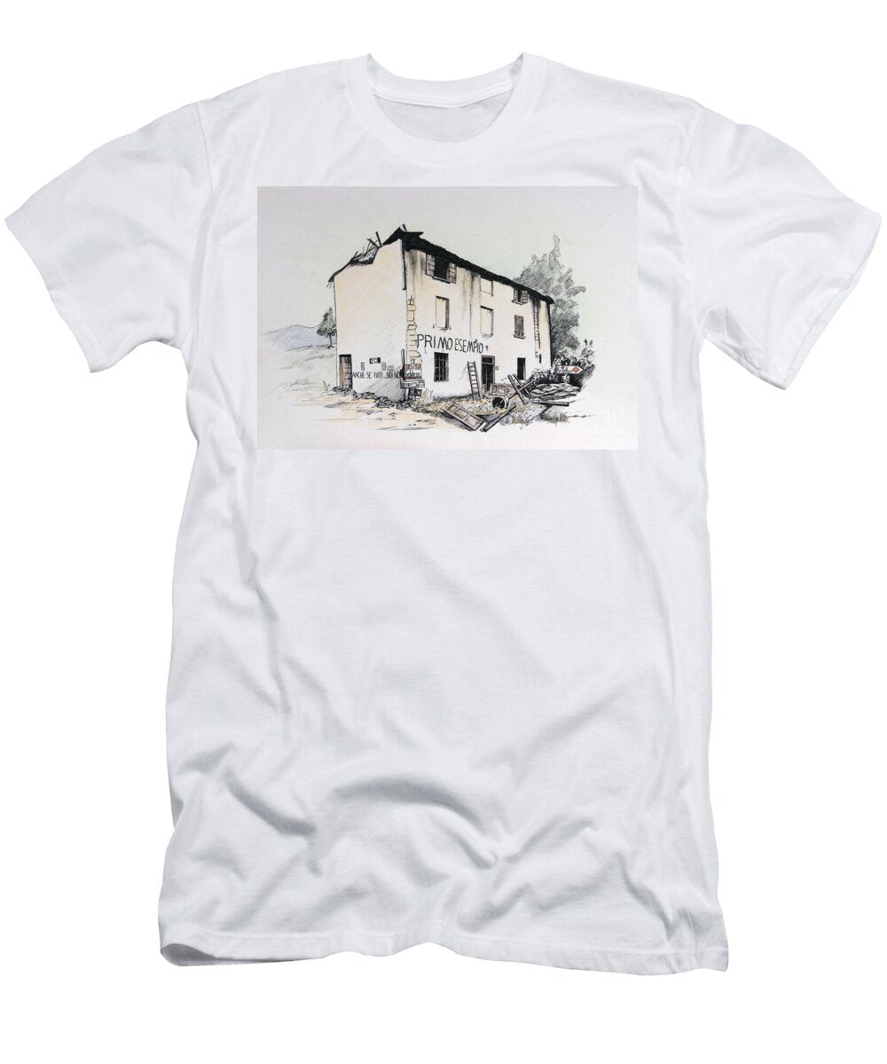 Second World War View of a Ruined House in Occupied Italy Drawing By Alessandro Lonati Alessandro Lonati T-Shirt