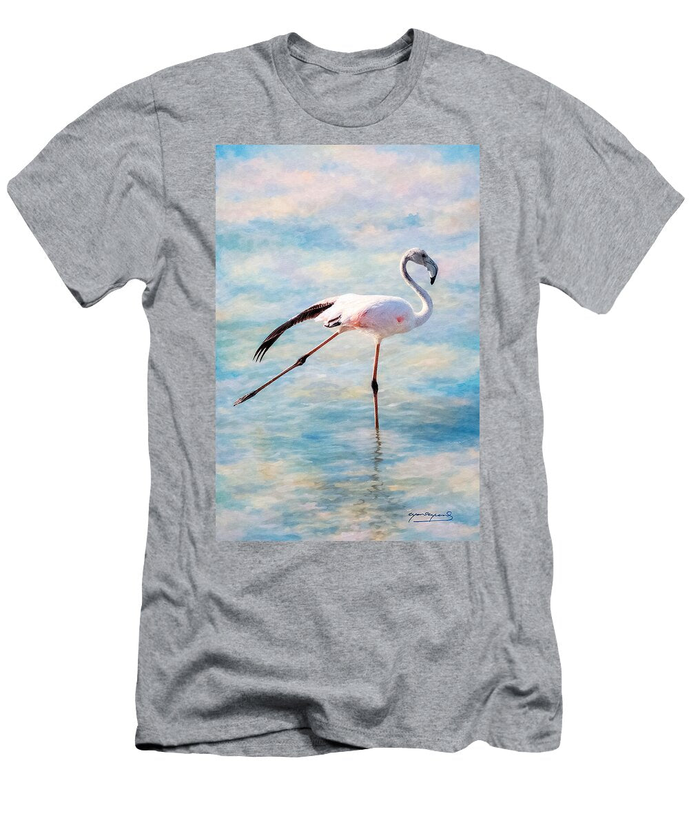 Serene Flamingo in Pastel Waters Mario Zedog T-Shirt