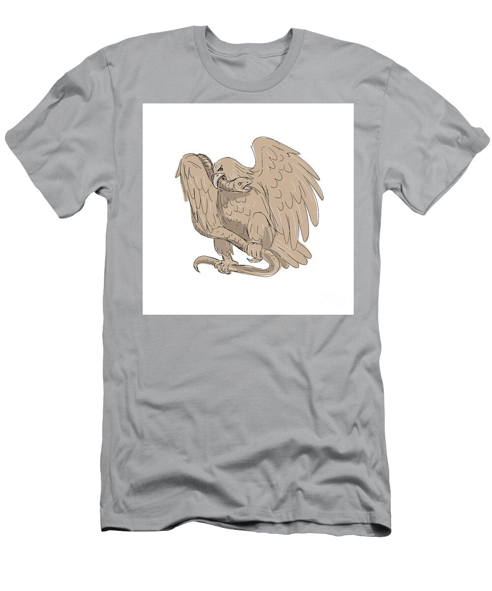 Serpent in Clutches of Eagle Drawing Aloysius Patrimonio T-Shirt