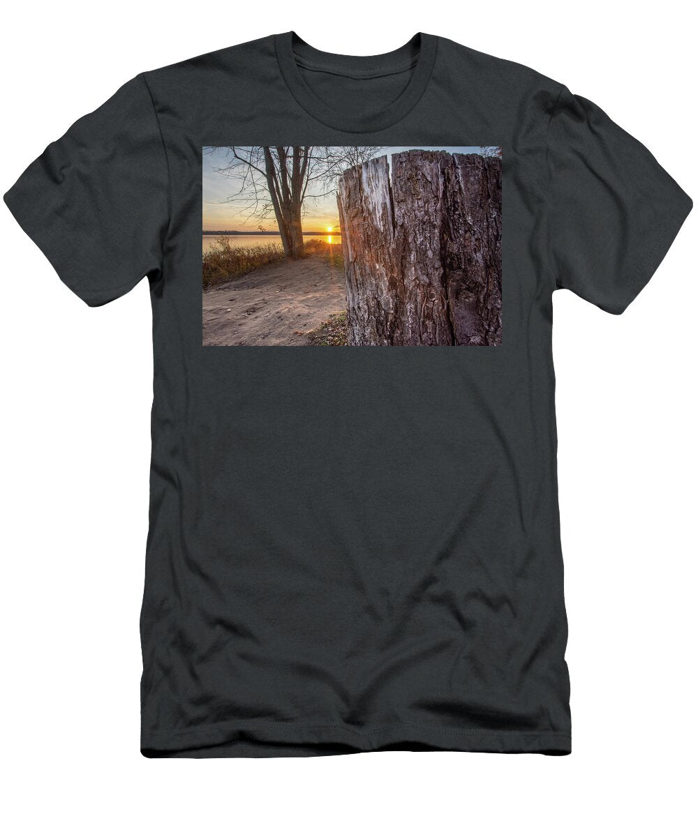 Setting Sun Behind the Tree Trunk Wayne Kirby T-Shirt