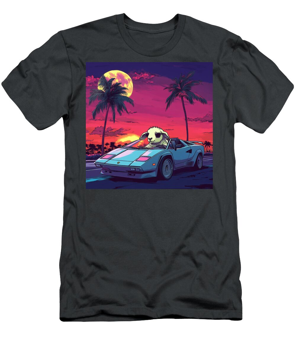 Sheep Driving Convertible At Sunset Dolman Erha T-Shirt