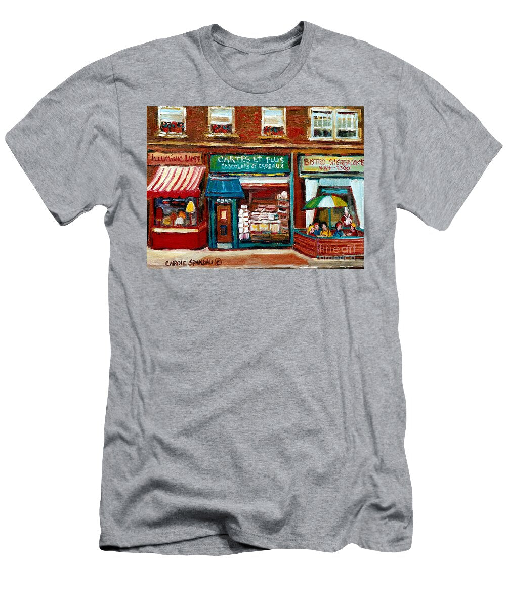 Sherbrooke Street Storefronts Montreal Summer Street Scene Shops and Cafes Carole Spandau Artist Carole Spandau T-Shirt