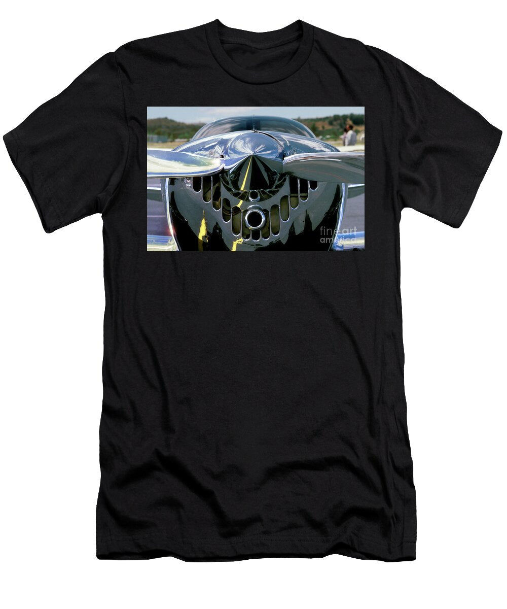 Shiney Chrome Reflection of an Ercoupe Propeller Spinner Wernher Krutein T-Shirt