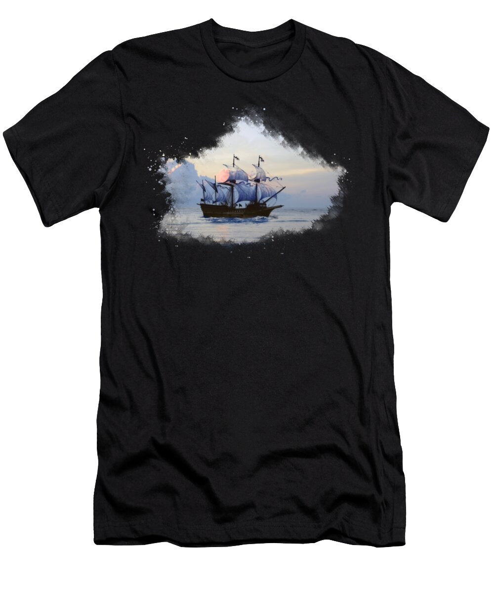 Ship Sailing Watercolor Doom Designs T-Shirt