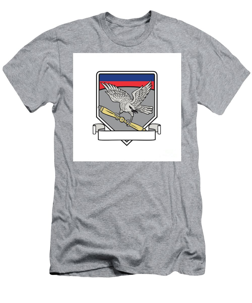 Shrike Clutching Propeller Blade Shield Retro Aloysius Patrimonio T-Shirt