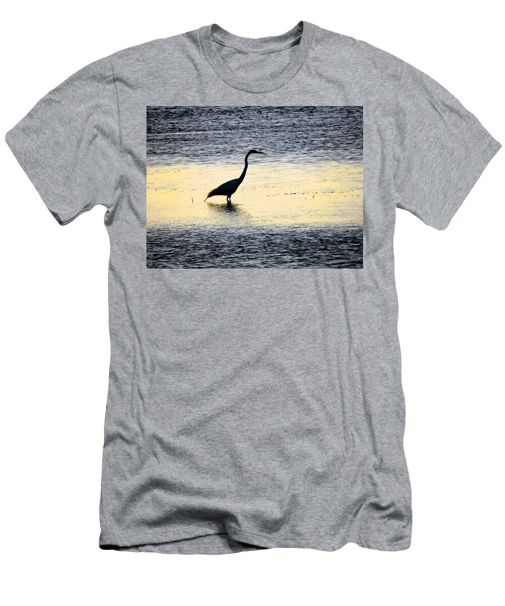 Silhouette of a Heron At Sunset Mario G Rivera T-Shirt