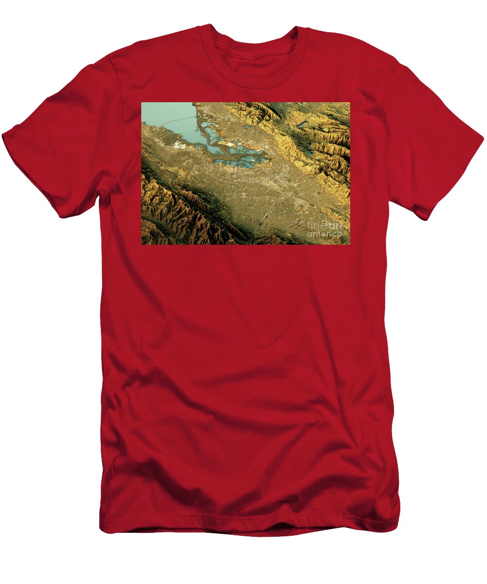 Silicon Valley 3d Landscape View South North Natural Color Frank Ramspott T-Shirt