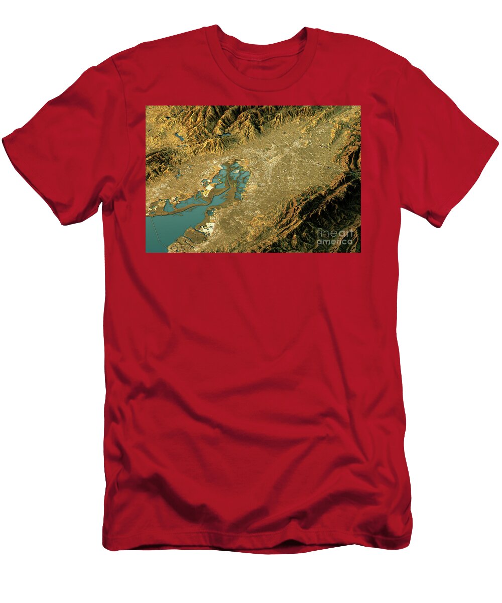 Silicon Valley 3d Landscape View West East Natural Color Frank Ramspott T-Shirt