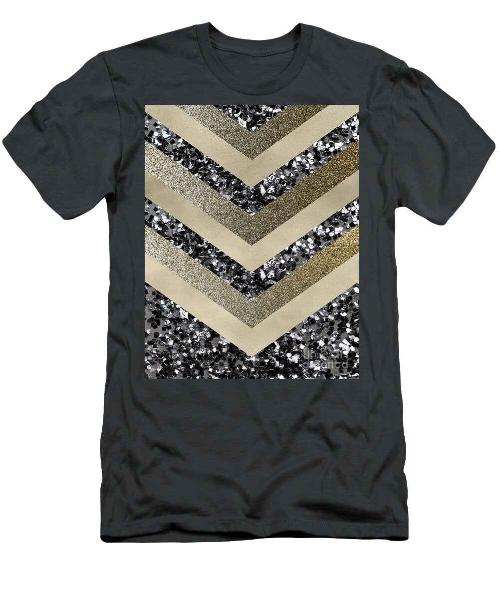 Silver Gold Chevron Glitter Glam 1 Anitas and Bellas Art T-Shirt