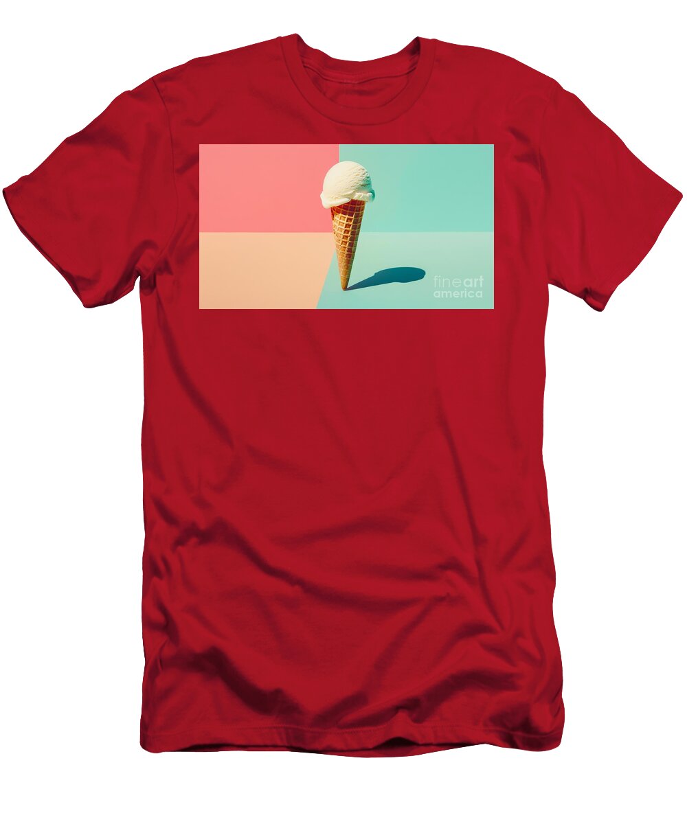 Single Vanilla Ice Cream Cone with Colorful Shadows Michal Bednarek T-Shirt