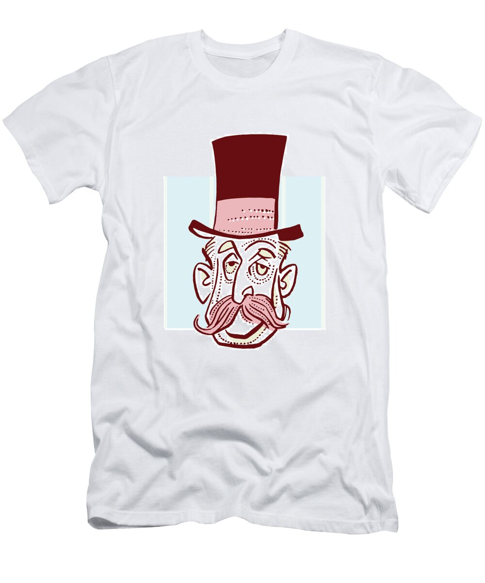 Skeptical Man in Top Hat with Monocle Csa Images T-Shirt