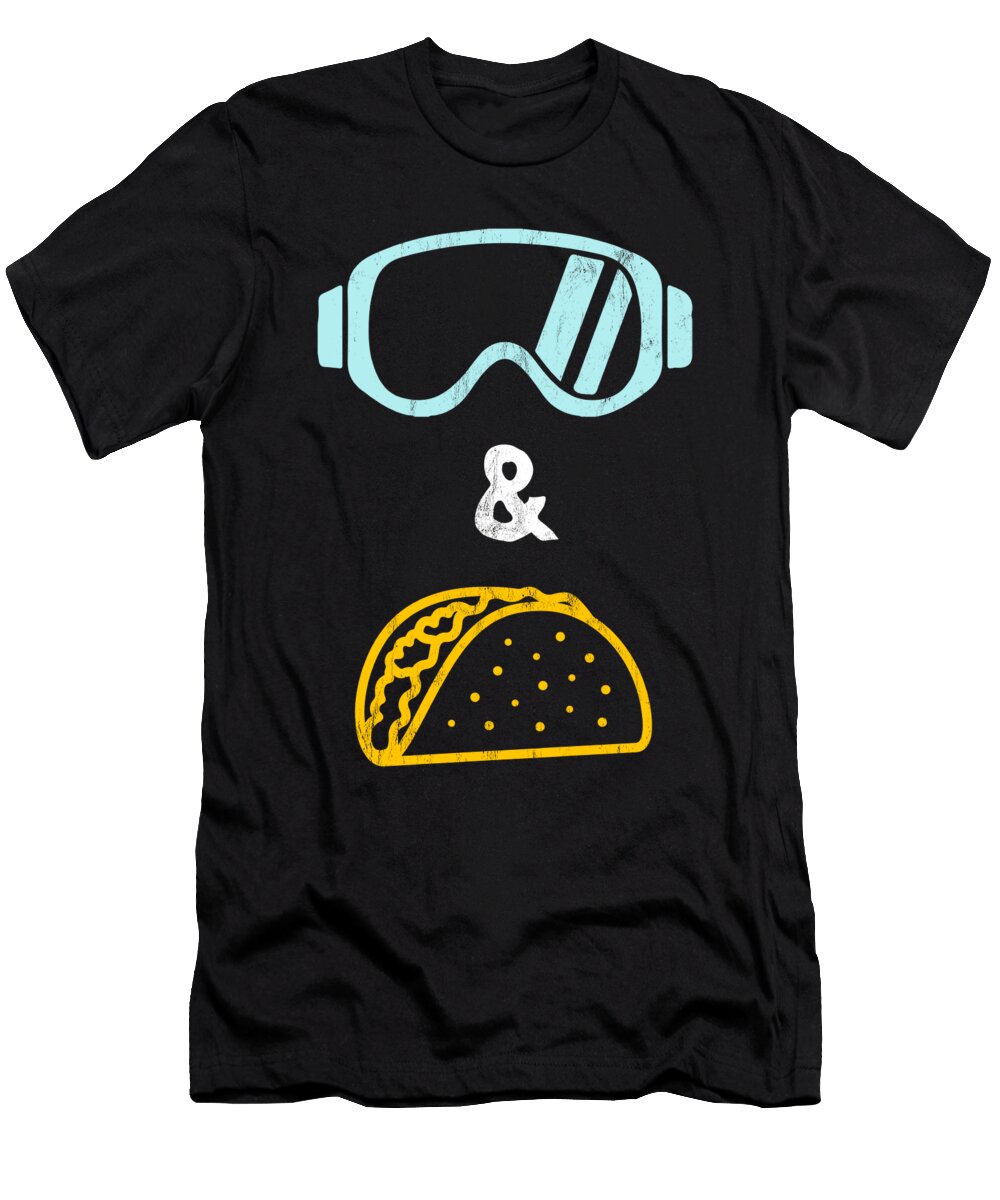 Skiing and Tacos Funny Sports Ski Taco Love Design Noirty Designs T-Shirt