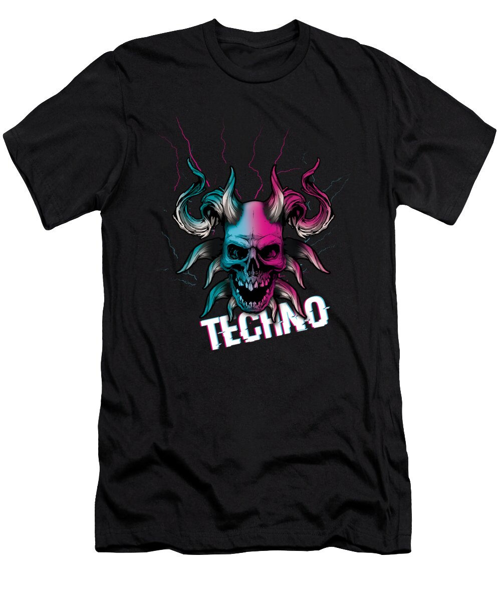 Skull Devil Raver Rave Hard Techno Dark Tekno Shirtom T-Shirt