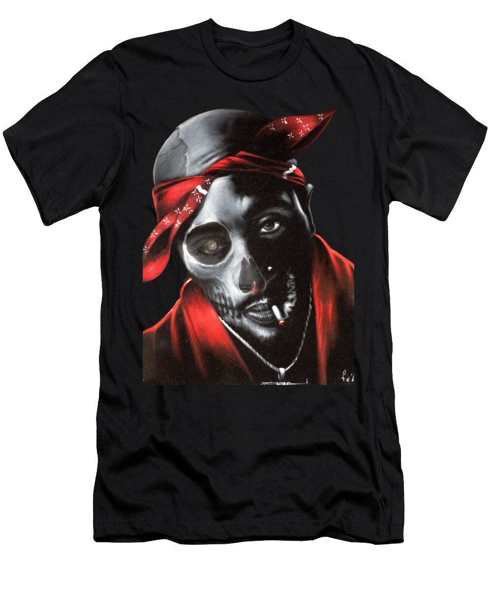 Skull Headed Tupac with Red Bandana By E Felix of Velvetifycom Jorge Terrones T-Shirt