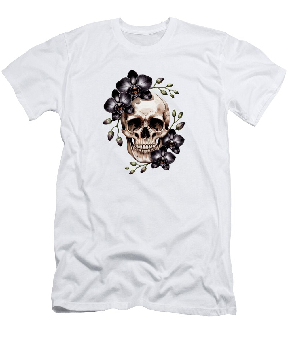 Skull with Dark Orchids Joanna Redesiuk T-Shirt