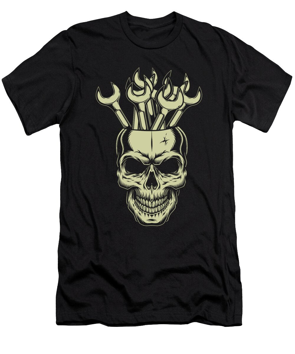 Skull Wrench Screwdriver Workshop Car Mechanic Gift Thomas Larch T-Shirt