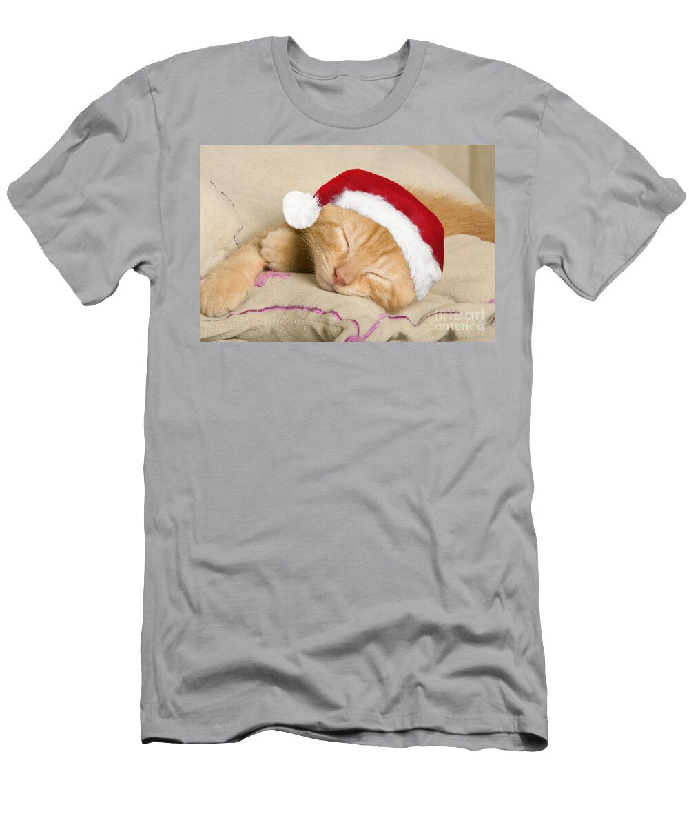 Sleepy Christmas Kitten Jean Michel Labat T-Shirt