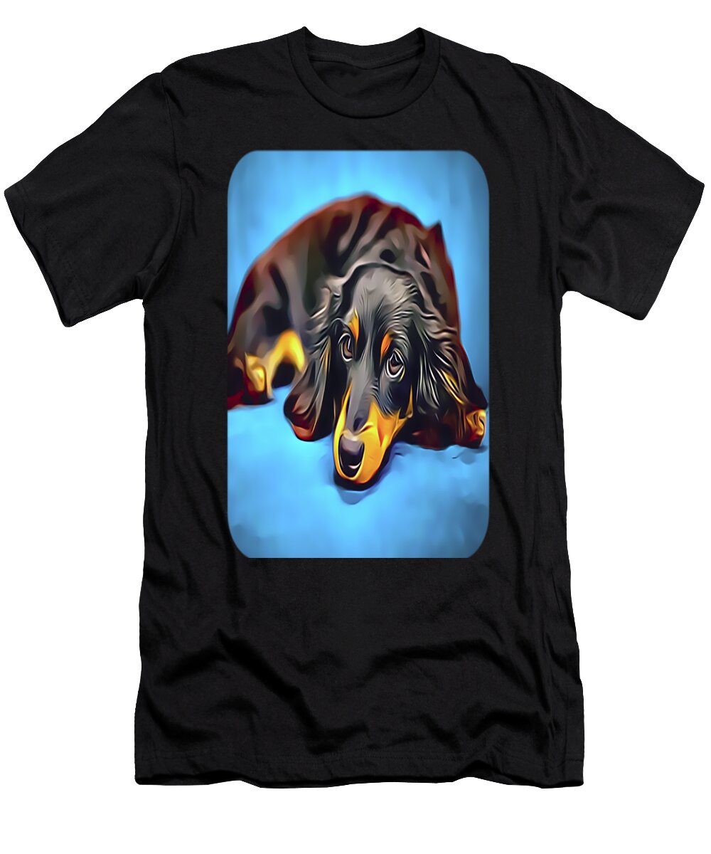 Sleepy Long Haired Brown Dachshund Sun Leil T-Shirt