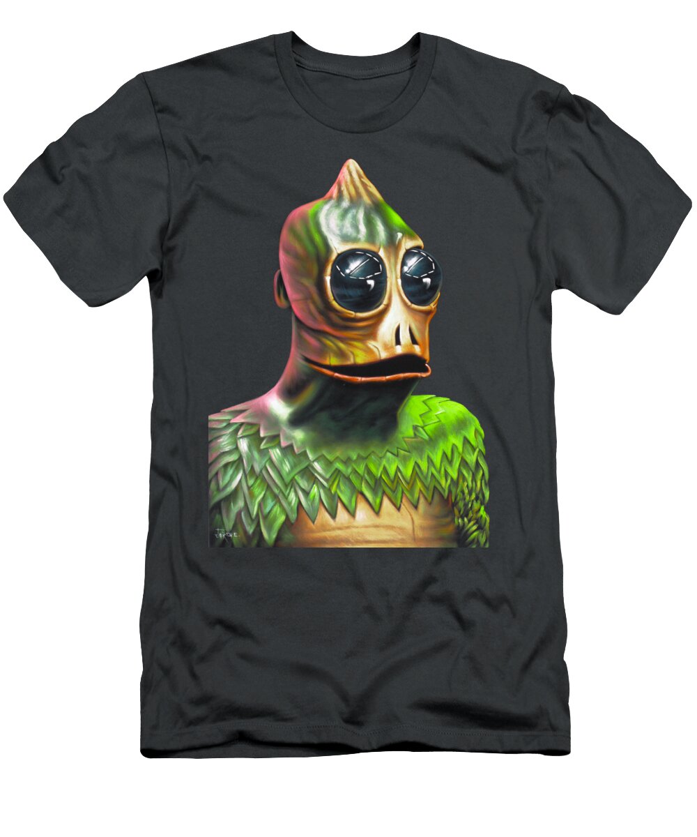 Sleestak From the Land of the Lost Tv Show Oil on Velvet By Jorge Torrones Jorge Terrones T-Shirt