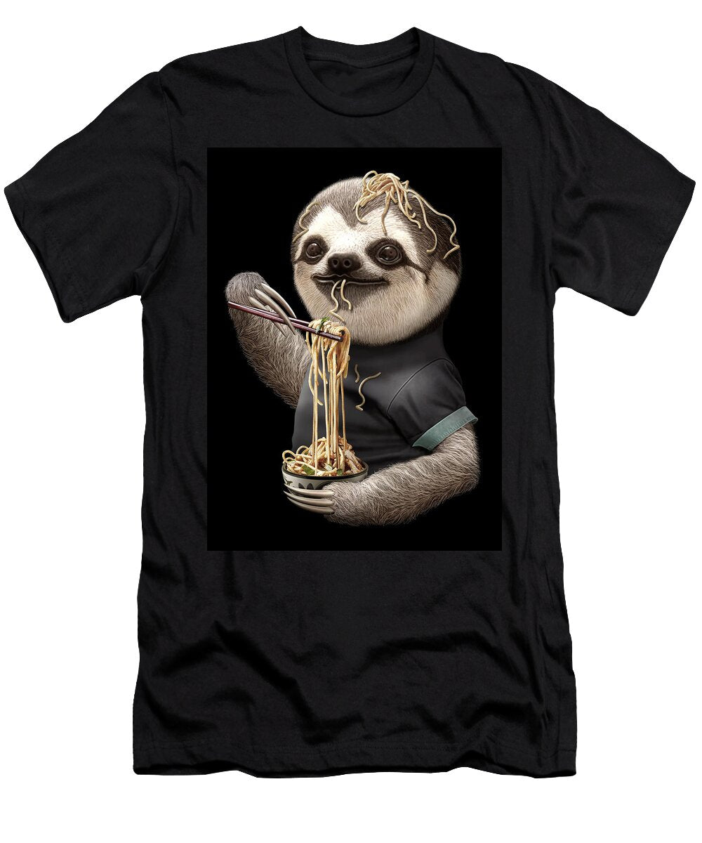 Sloth Eating Noodle Adam Lawless T-Shirt