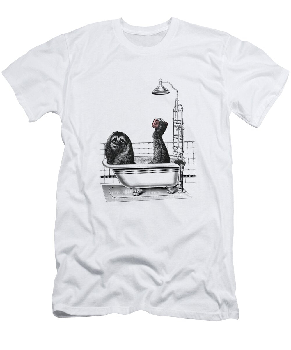 Sloth in Bathtub Taking a Shower Madame Memento T-Shirt