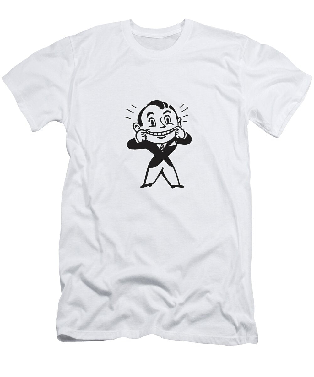 Smiling Man in Suit Pulling Mouth Open Csa Images T-Shirt