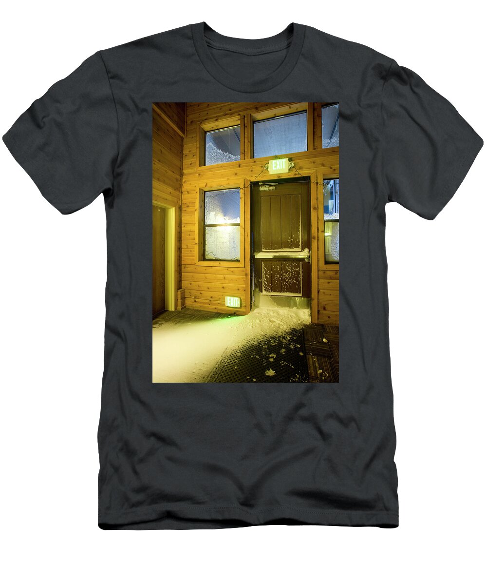 Snow Blown in Through Partially Open Justin Bailie T-Shirt