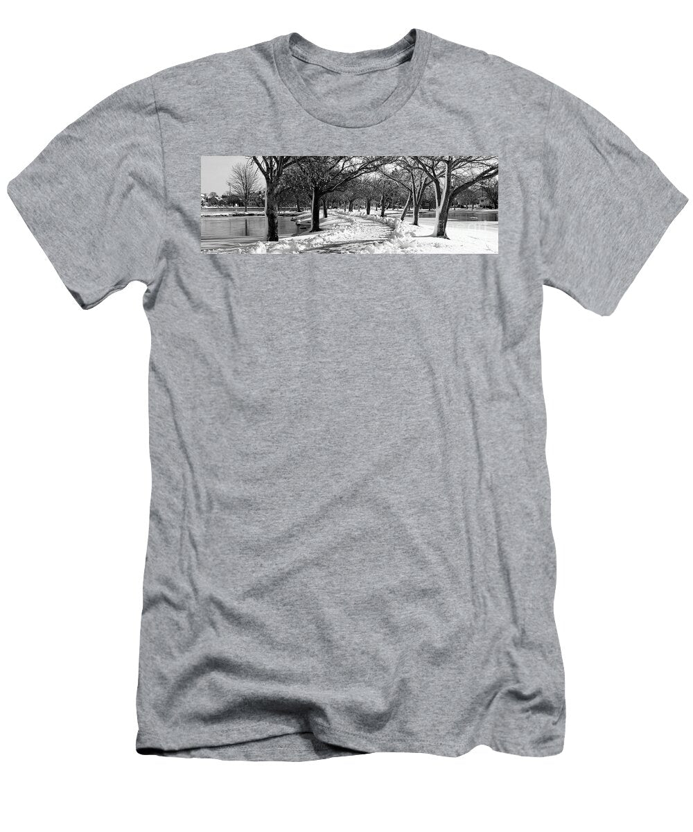 Snow Walking Path Shoveled Between the Lakes At Argyle Park in B David Wood T-Shirt