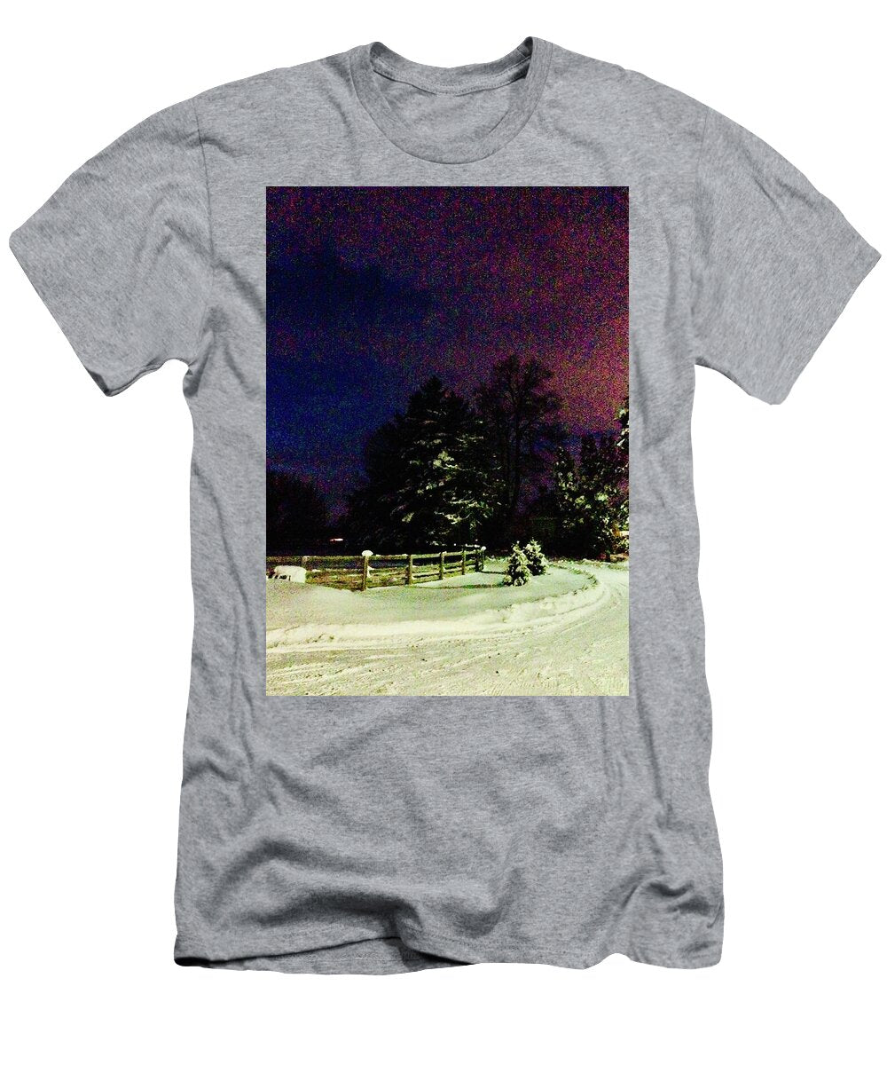 Snowy Night in Rural Countryside LA Veta Kirby T-Shirt