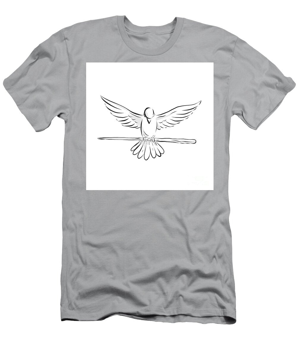 Soaring Dove Clutching Staff Front Drawing Aloysius Patrimonio T-Shirt