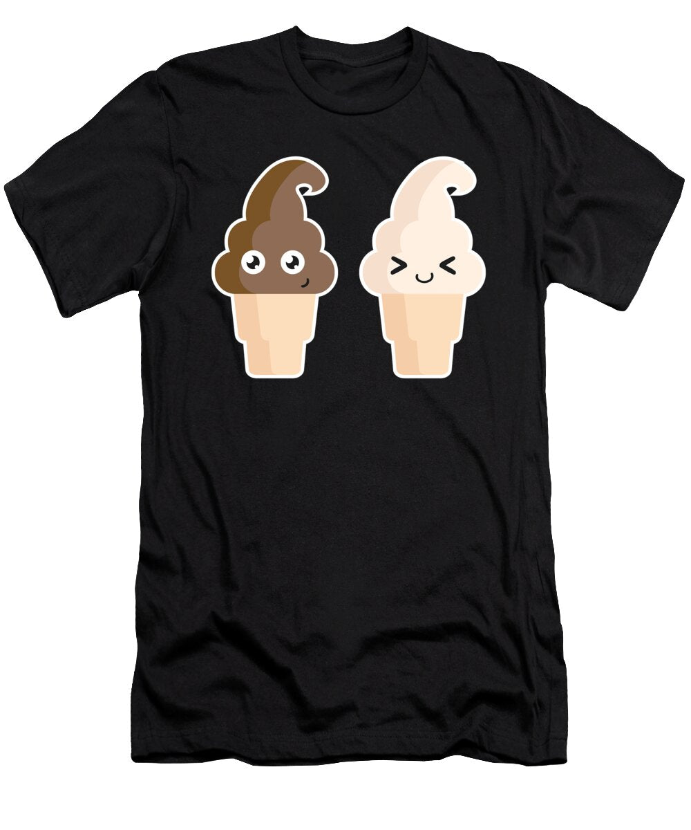 Soft Serve Ice Cream Cone Wafer Waffle Chocolate Vanilla Noirty Designs T-Shirt