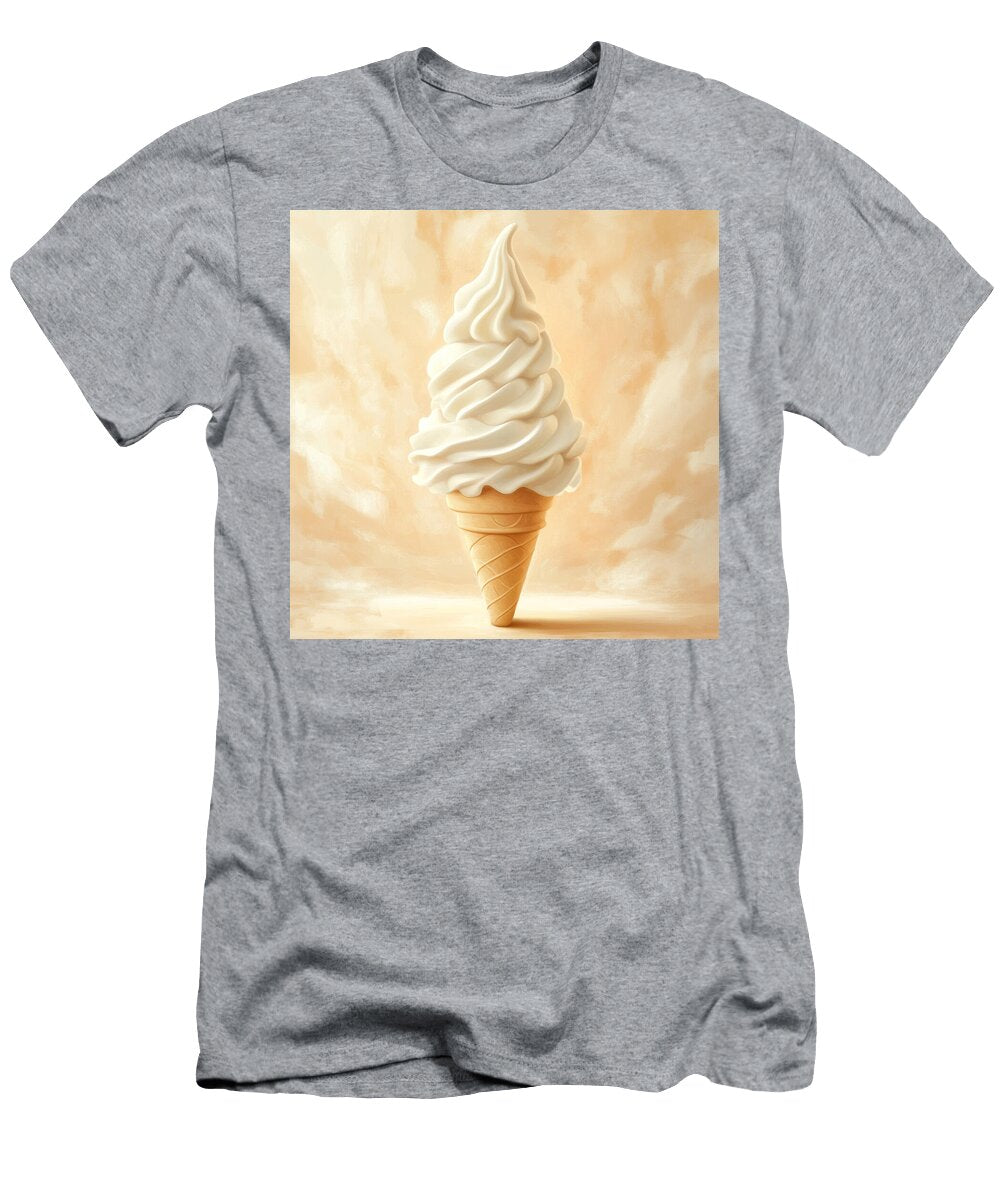 Soft Serve Ice Cream in a Waffle Cone on a Creamy Background Nicolaj Brinker T-Shirt
