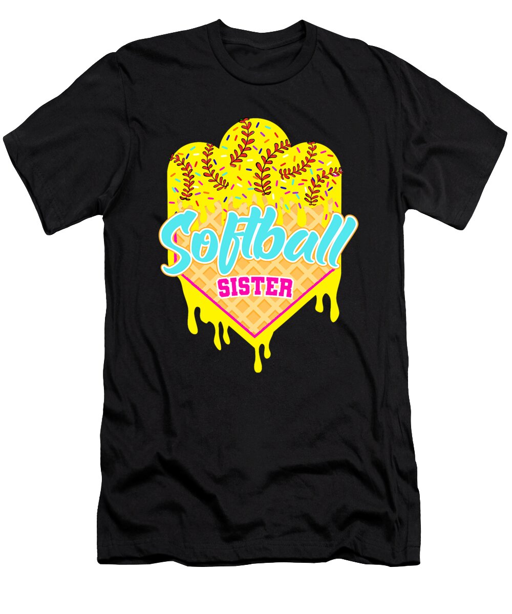 Softball Sister Ice Cream Drip Sweet Softball Sophie Eleanor T-Shirt