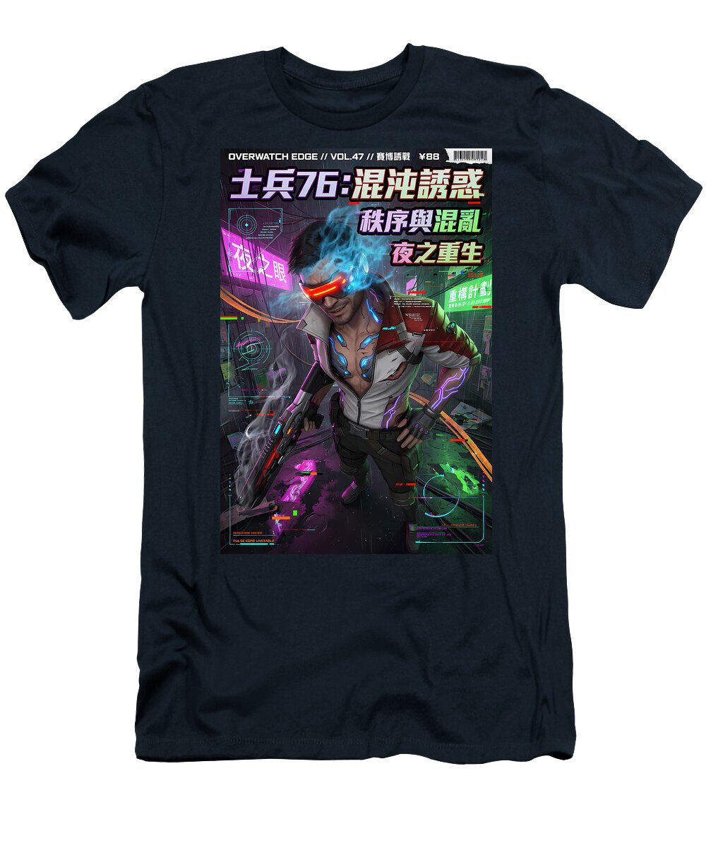 Soldier 76 in Cyberpunk City Tricky Woo T-Shirt