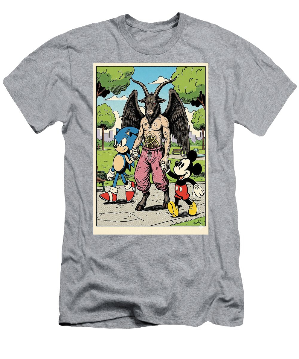 Sonic and Mickey with Baphomet After Xander T-Shirt