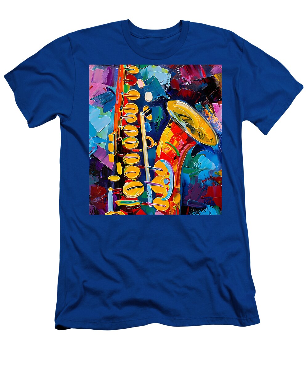 Sonic Fusion Bold Strokes Illuminate Abstract Saxophone Olfactoart Studio T-Shirt