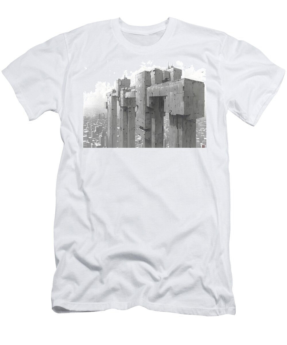 Sonic Landscapes in Dystopia Urban Landscapes That Visually Represent Sound in a Dystopian Setting Rhys Jacobson T-Shirt
