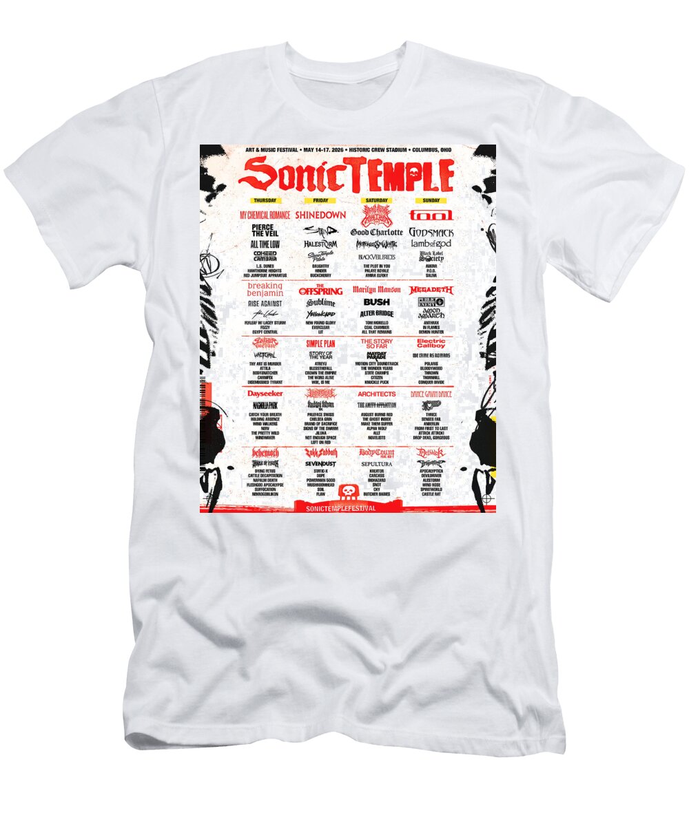 Sonic Temple Music Festival 2026 Lineup Poster Paul Rollinsbqi T-Shirt