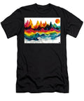 Sonic Waves Over a Mountain Range Abstract Sound Waves Flowing Over Montana S Mountains Rhys Jacobson T-Shirt