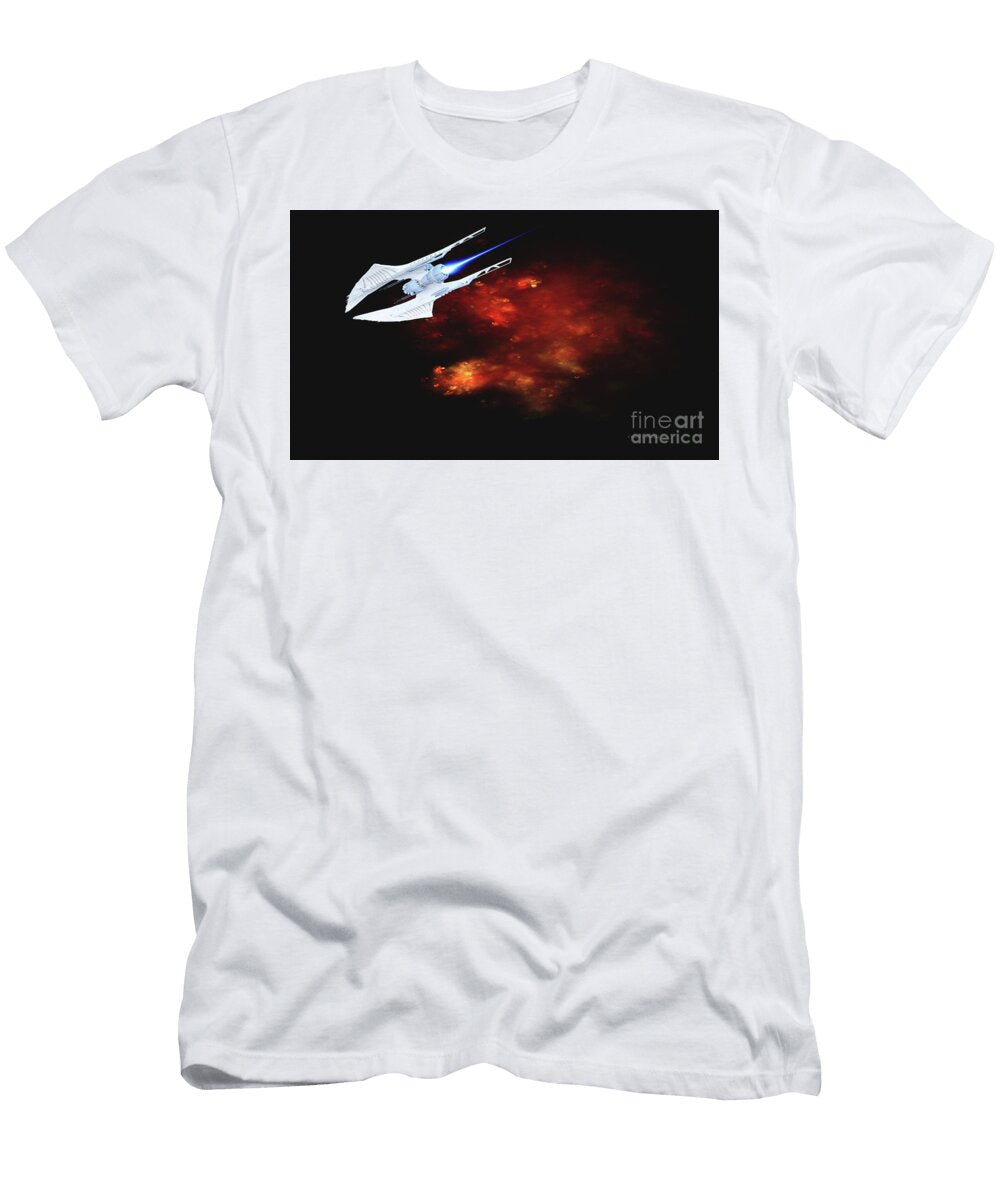 Space Cruiser Passes a Red Nebula Corey Ford T-Shirt