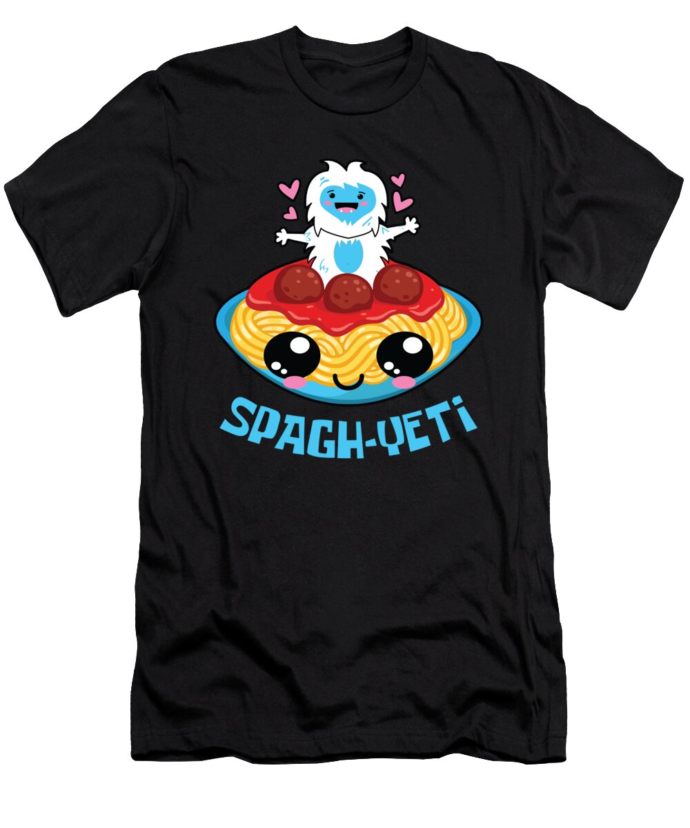 Spaghetti Yeti Bigfoot Noodle Yeti Moon T-Shirt