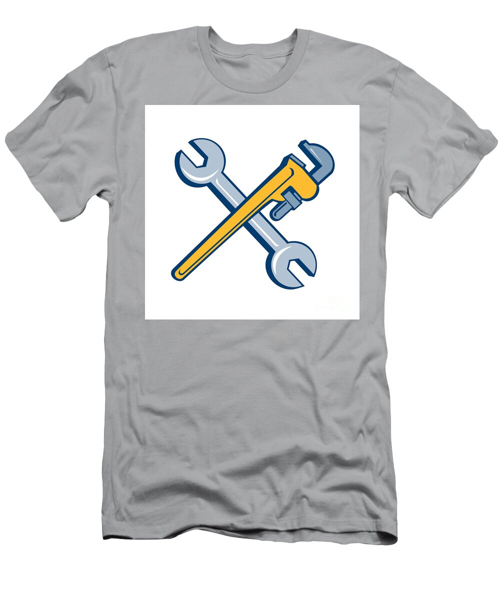 Spanner Monkey Wrench Crossed Isolated Cartoon Aloysius Patrimonio T-Shirt