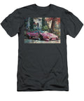 Sportscar Parked in Lush Garden Flora Brown T-Shirt